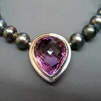 Wechselschließe Silber mit Gold und Amethyst